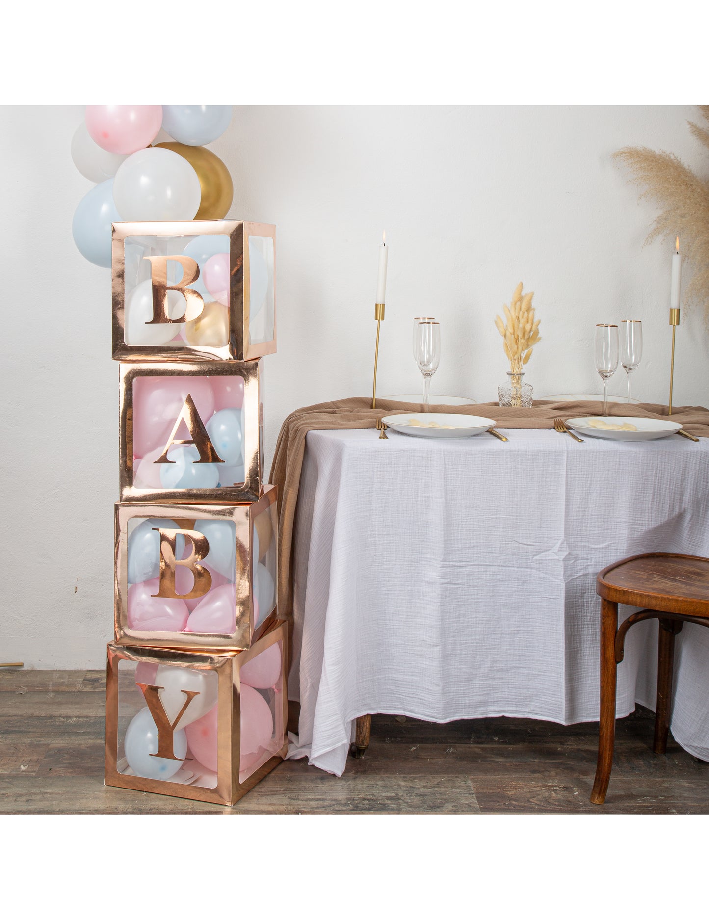 Стикери за бебешки букви, розово злато, 15 броя cm за бебешко парти