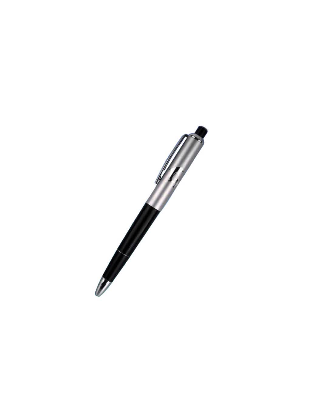 Stylo humoristique choc électrique noir et argenté