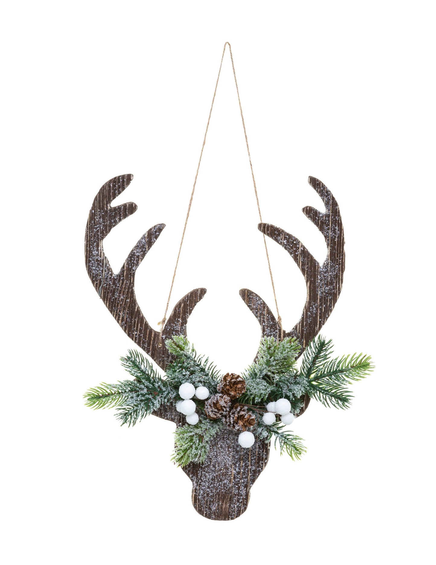 Окачване на глава на елен 34 cm Коледна дървесина