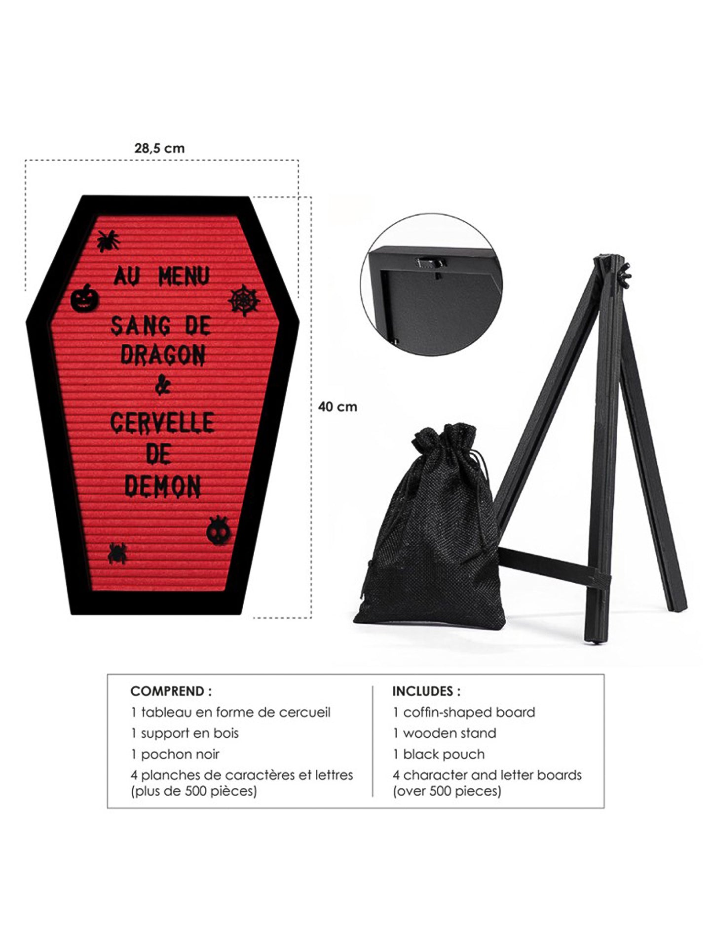 Персонализирана дъска за ковчег с букви и поддръжка 40 cm