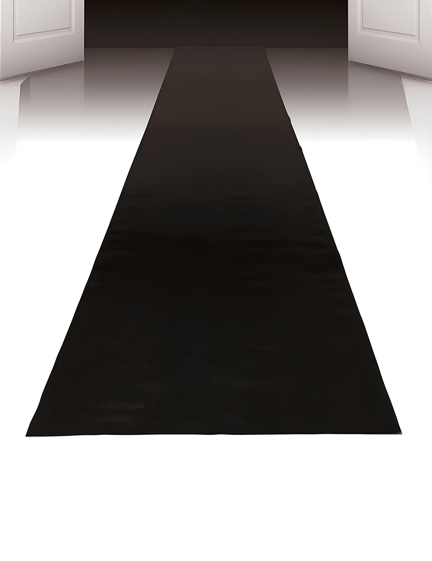 Vue en perspective du tapis VIP pour fête noir