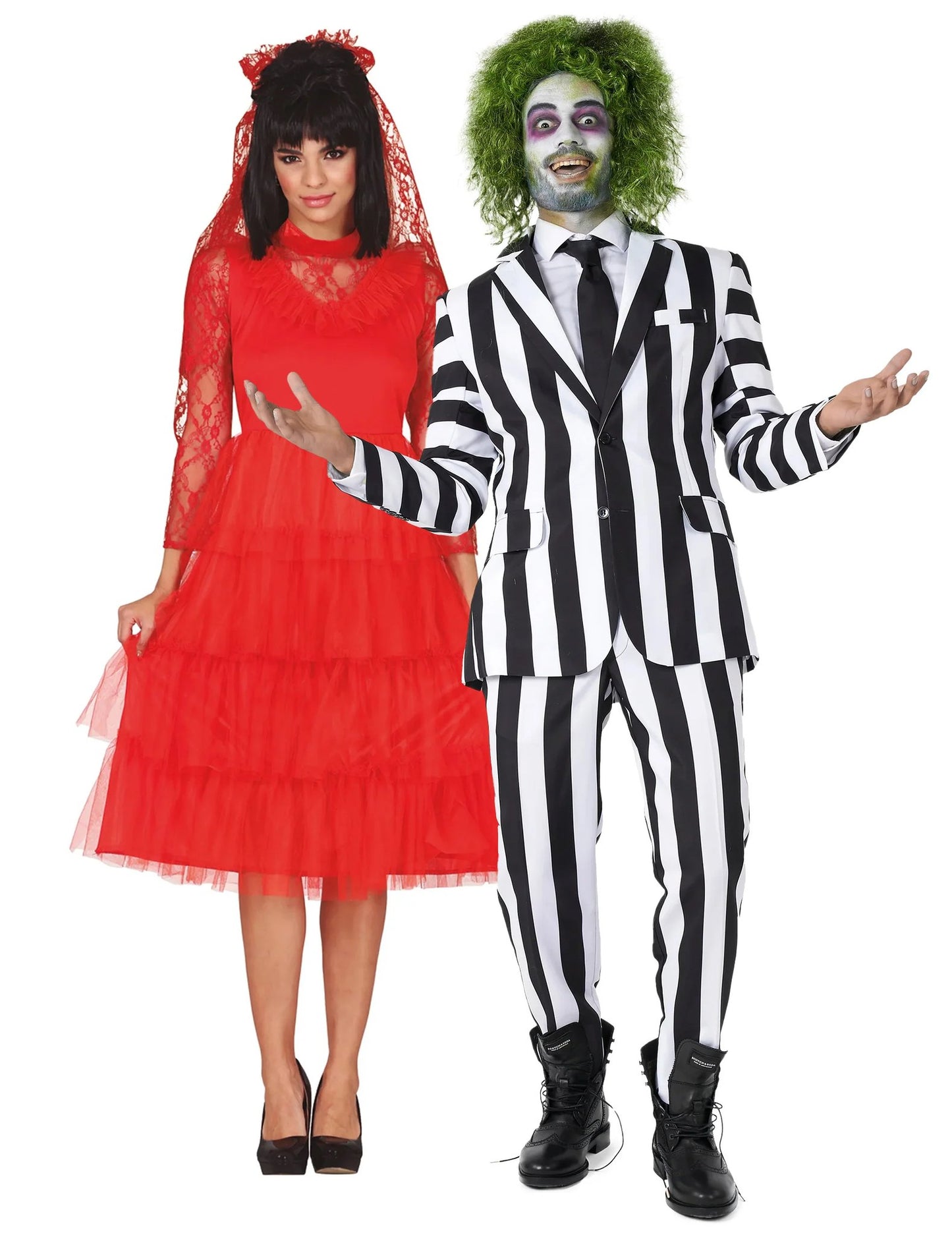 Déguisement de couple Beetlejuice™ et Mariée rouge adulte