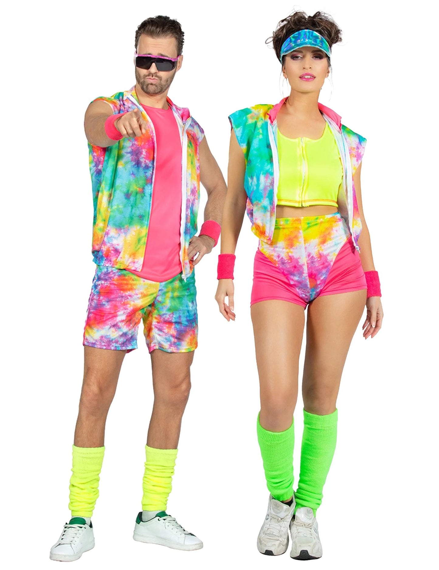 Déguisement de couple aérobic tie and dye adulte