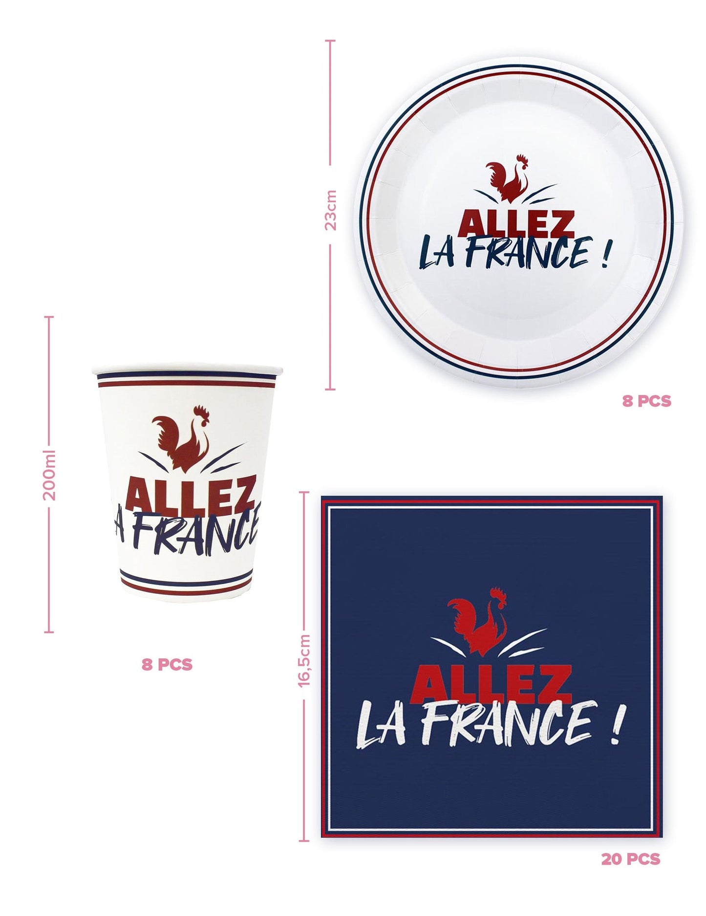 Комплект за еднократна посуда Allez la France