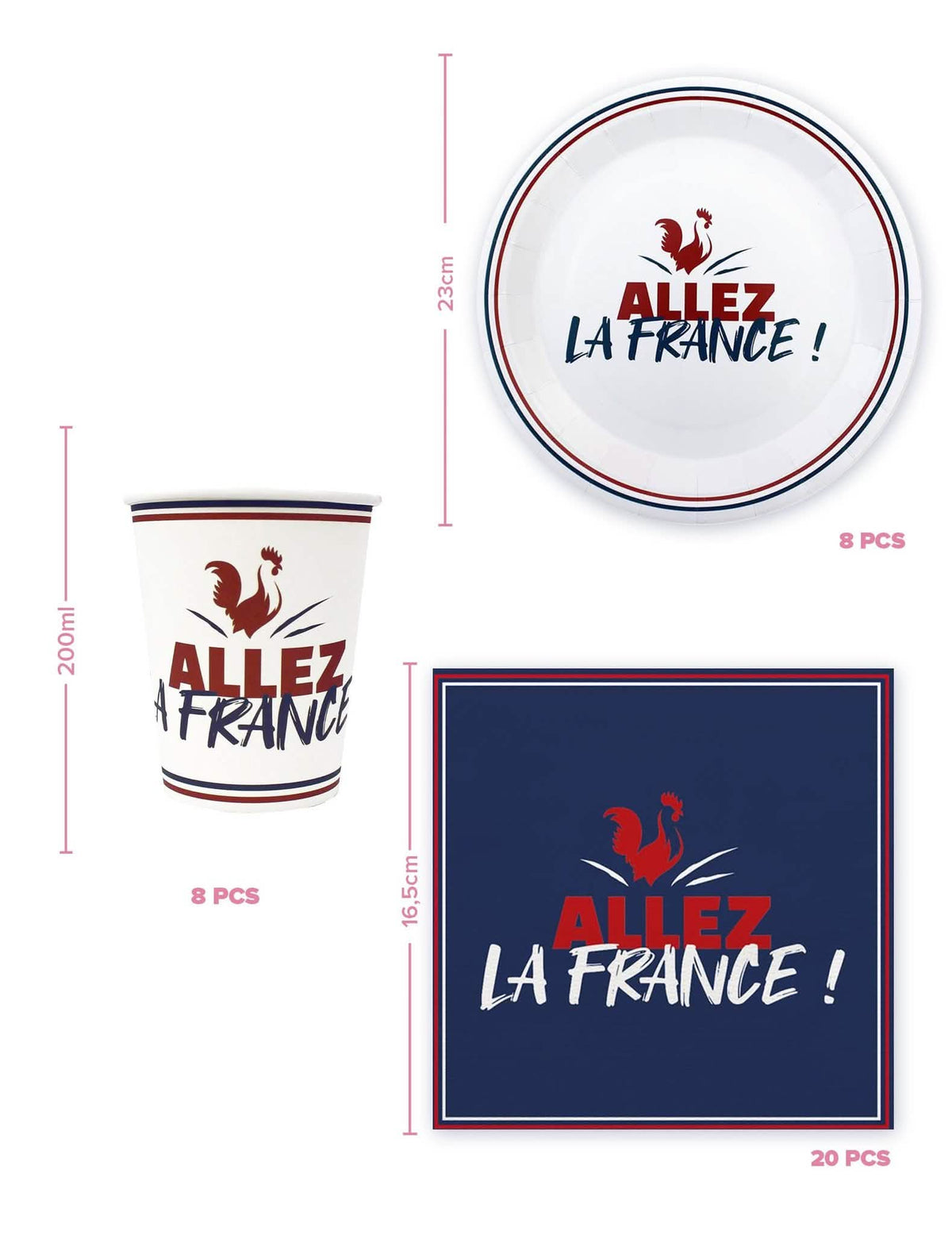 Комплект за еднократна посуда Allez la France