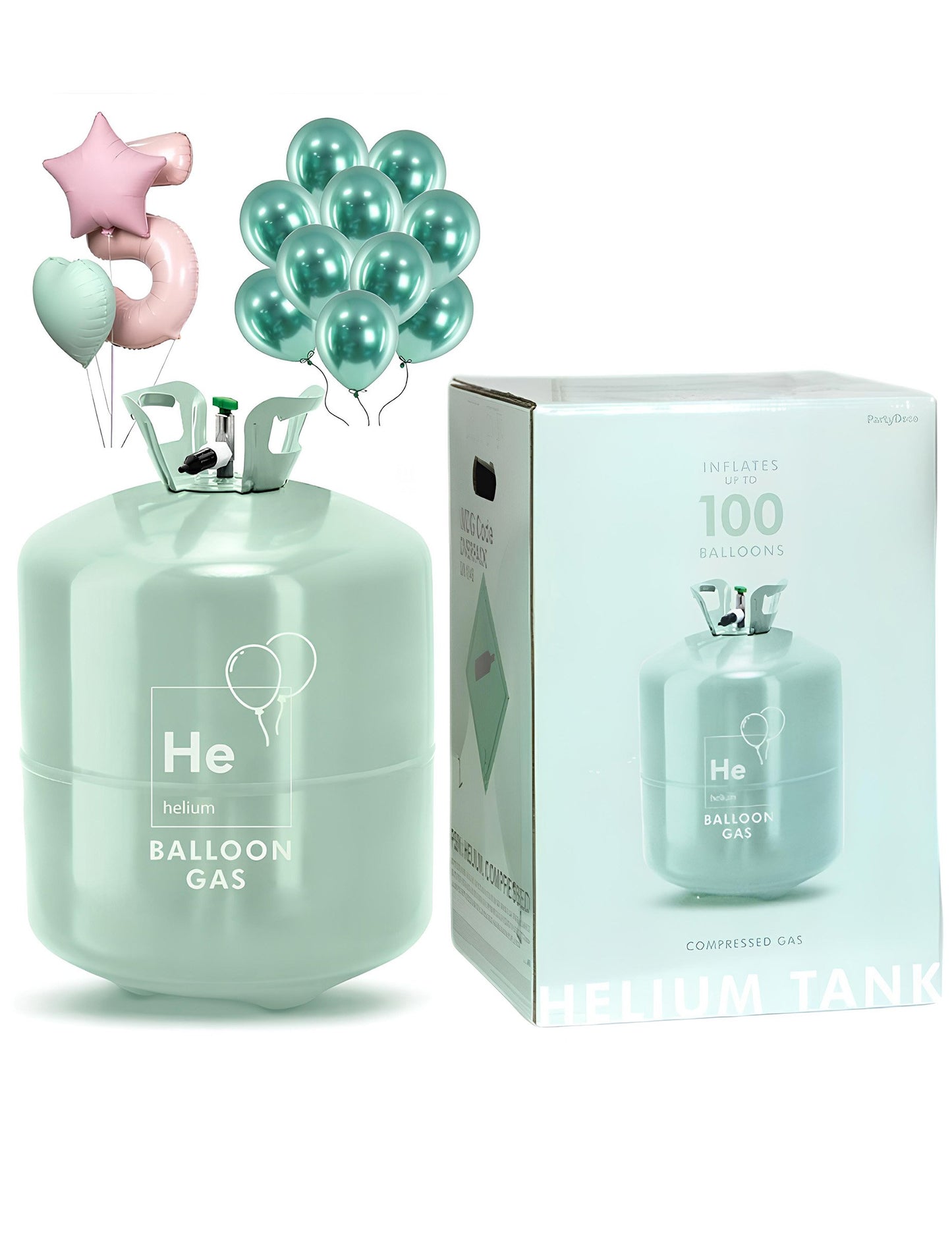 Много голяма бутилка хелиева за до 90 балона