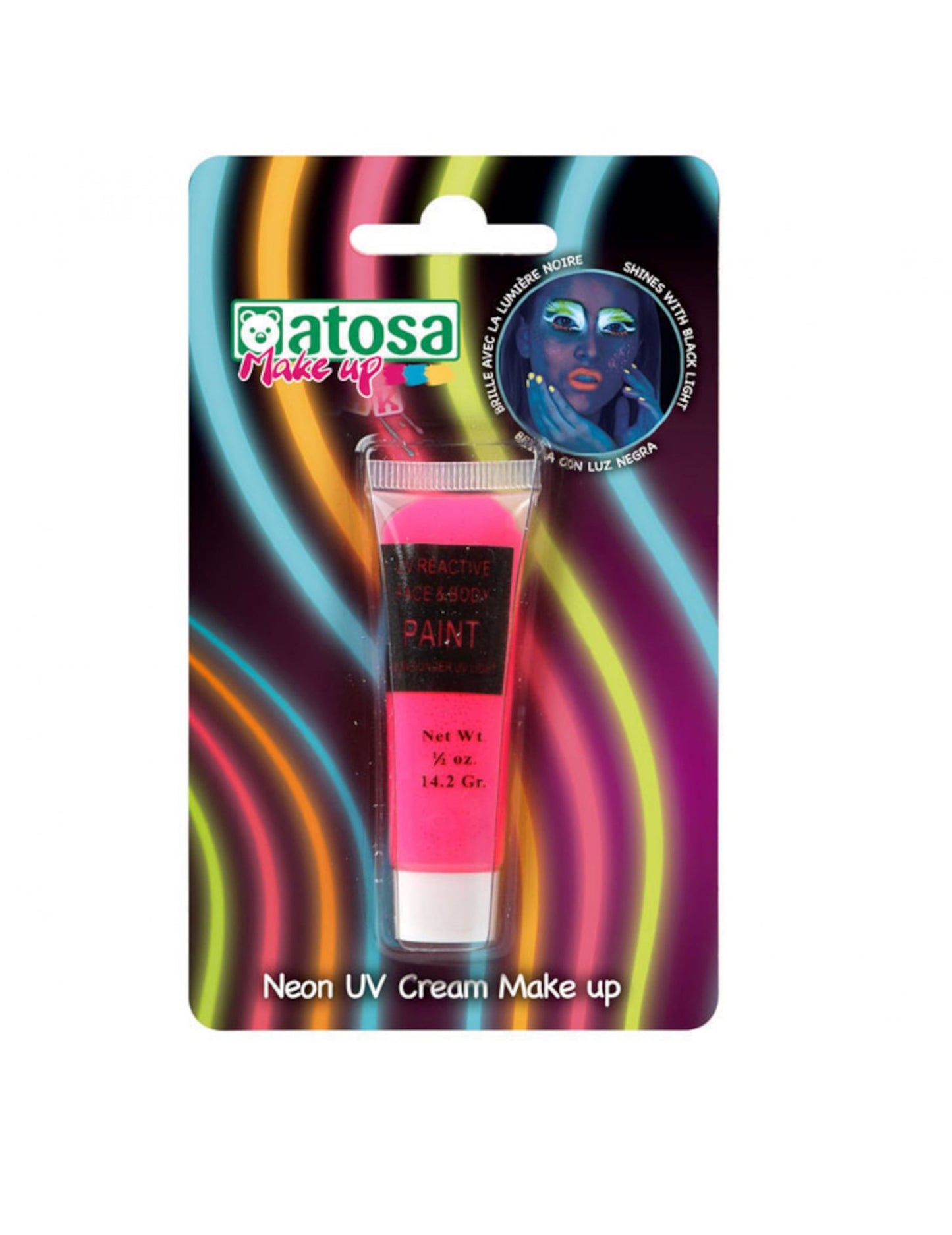 Tube de maquillage néon UV pour adulte rose