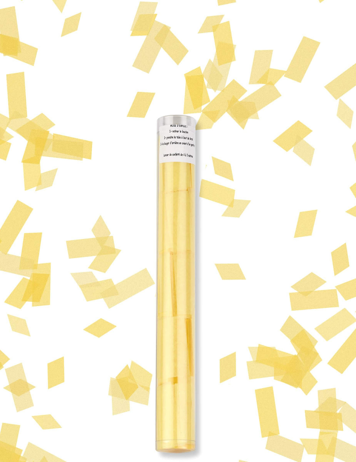 Tube lanceur de confettis rectangle pour fête jaune