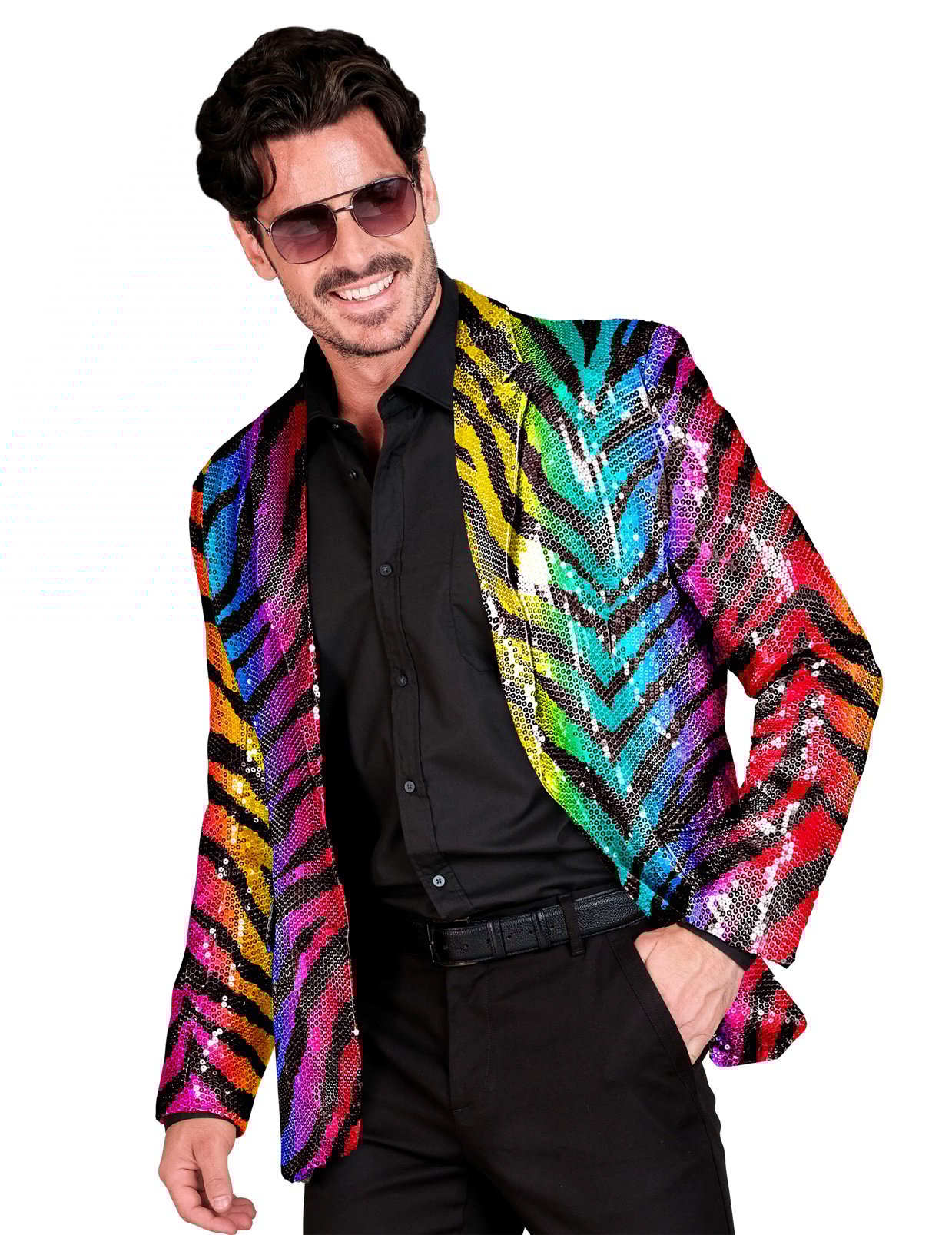 Veste de costume à sequins tigrée arc en ciel adulte