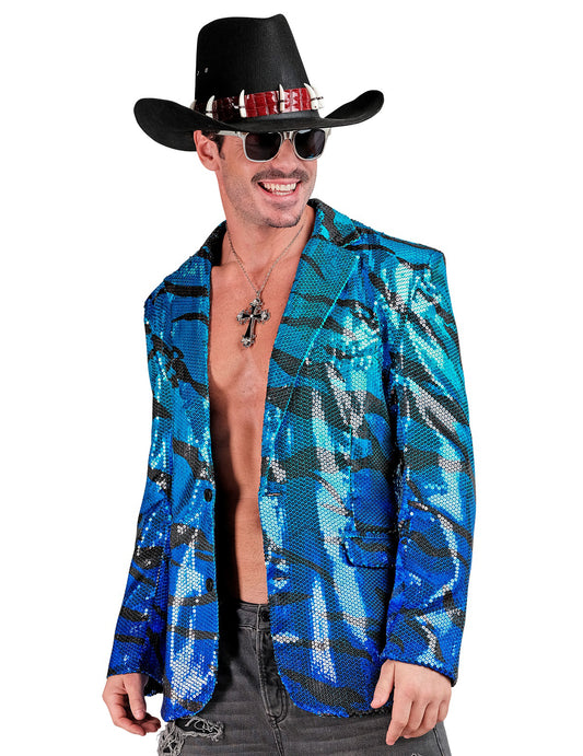 Vue de face de la veste de costume à sequins vague pour adulte