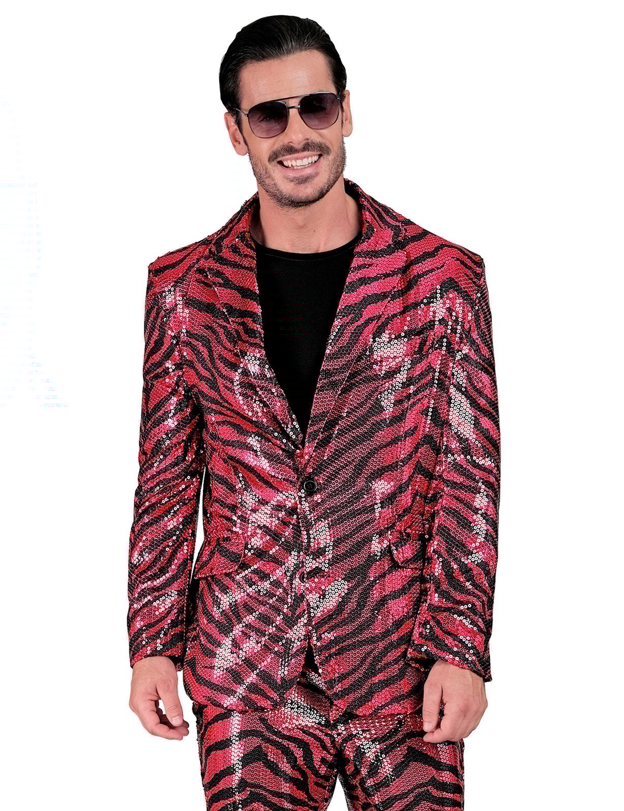 Veste de costume à sequins zébrée rose adulte