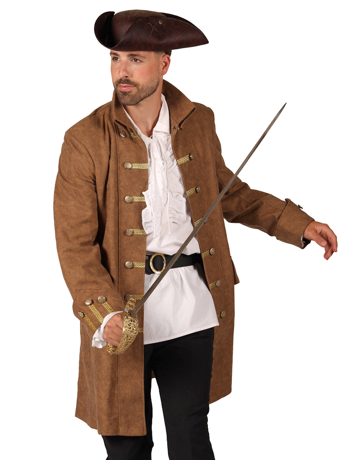 Veste longue de pirate marron homme