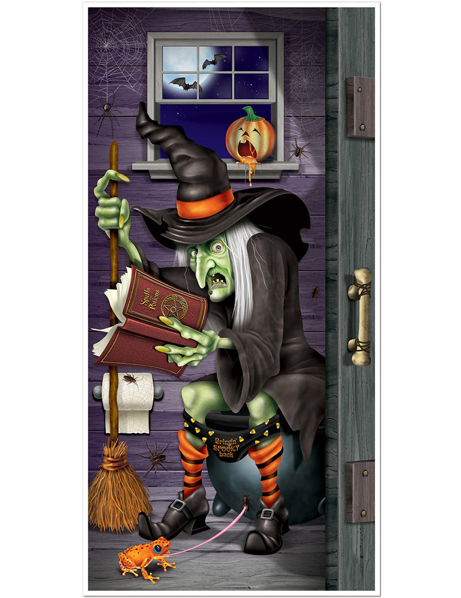 Многоцветно украса за врата на вещица за тоалетната за halloween с гримоар и котел