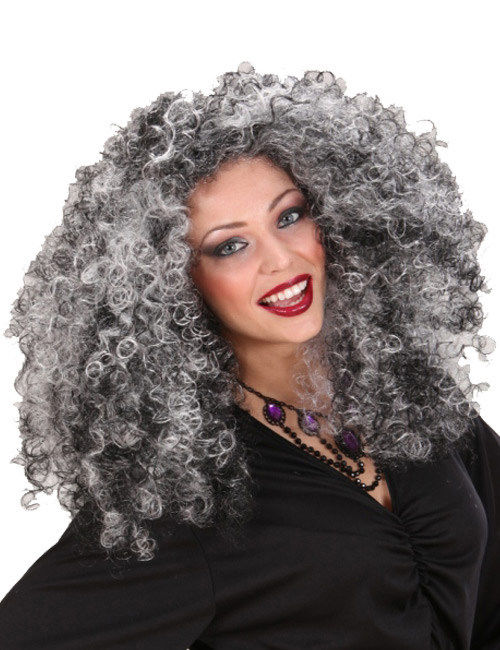 Черна и сива вещица перука