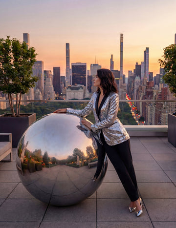 Сребриста надуваема огледална топка 120 cm 