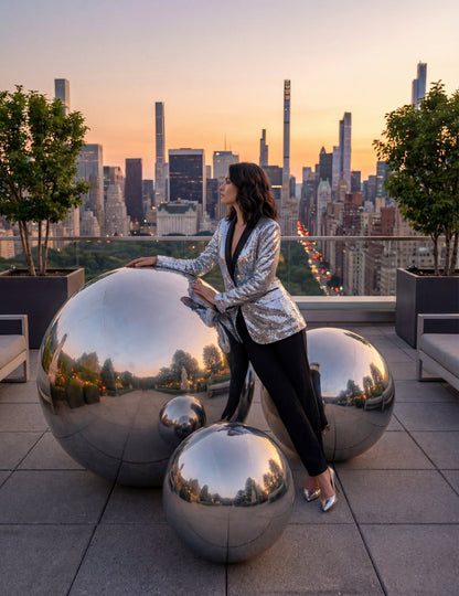 Сребриста надуваема огледална топка 60 cm 