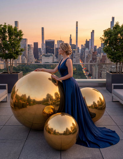 Златна надуваема огледална топка 120 cm 