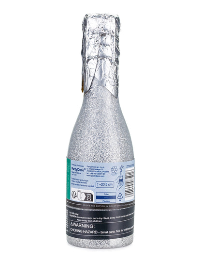 Конфети парти топ с шампанско от сребриста метализирана хартия 20,5 cm 