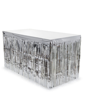 Сребриста реснирана покривка за маса 300 x 80 cm 