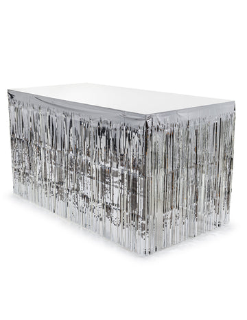 Сребриста реснирана покривка за маса 300 x 80 cm 