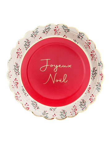 10 валцовани коледни хартиени чинийки с джел 23 cm Весела Коледа