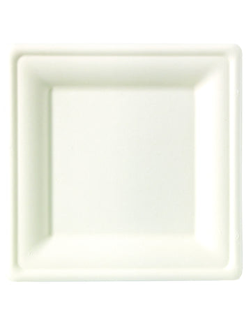 10 квадратни чинии от влакна от захарна тръстика, 26 x 26 cm бяло компостируемо