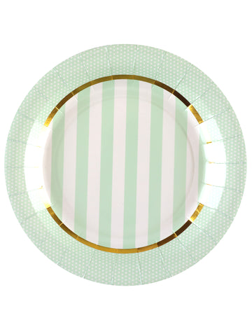 10 ментови хартиени чинии за бебешко парти 23 cm раиран