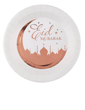 10 картонени чинийки в розово злато за Ейд Мубарак 23 cm мотив на двореца