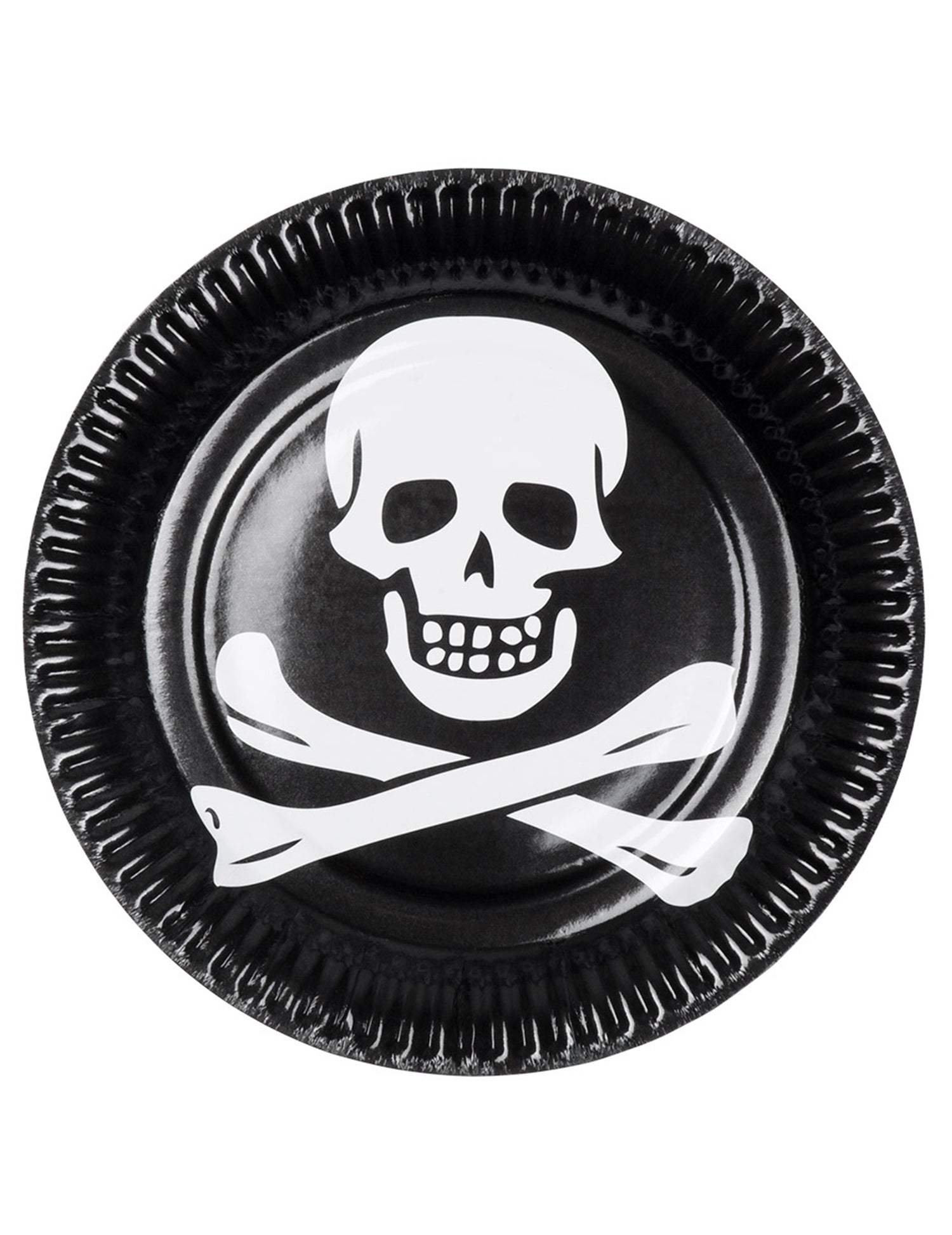 Assiettes tête de mort pour fête noir et blanc