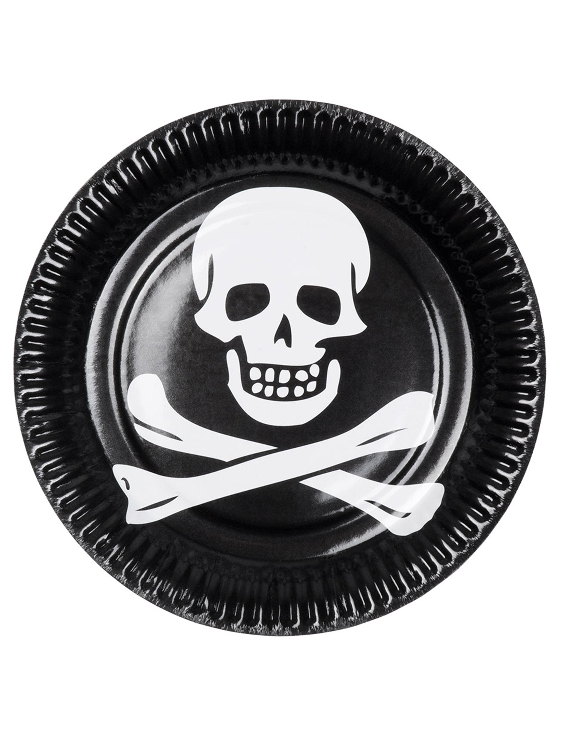 Assiettes tête de mort pour fête noir et blanc