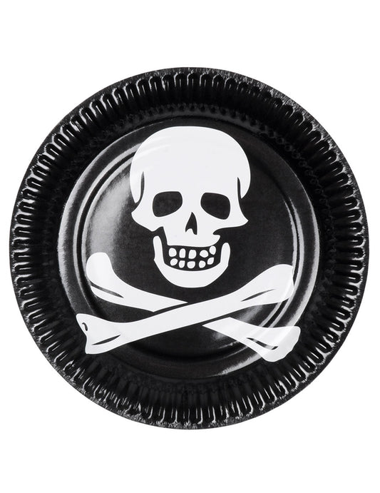 Assiettes tête de mort pour fête noir et blanc