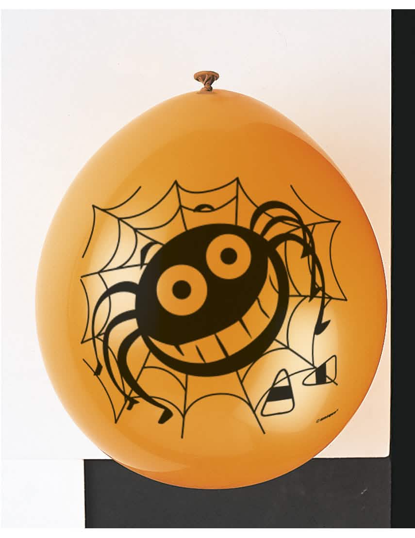 Крупен план на принта с латексови балони паяци за halloween