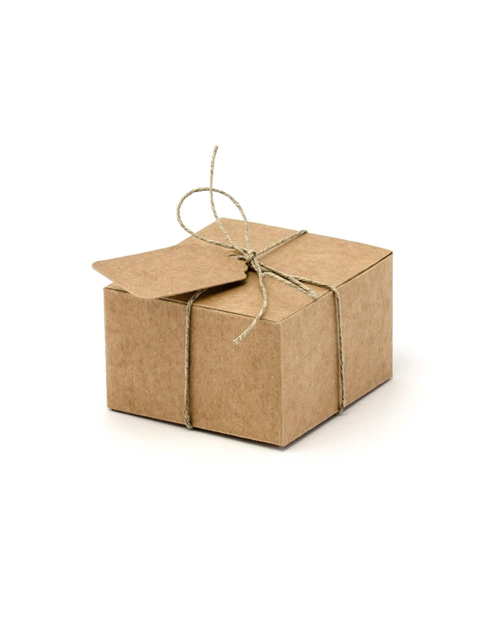 Boites en carton carrés avec étiquettes pour fête couleur kraft avec ficelle
