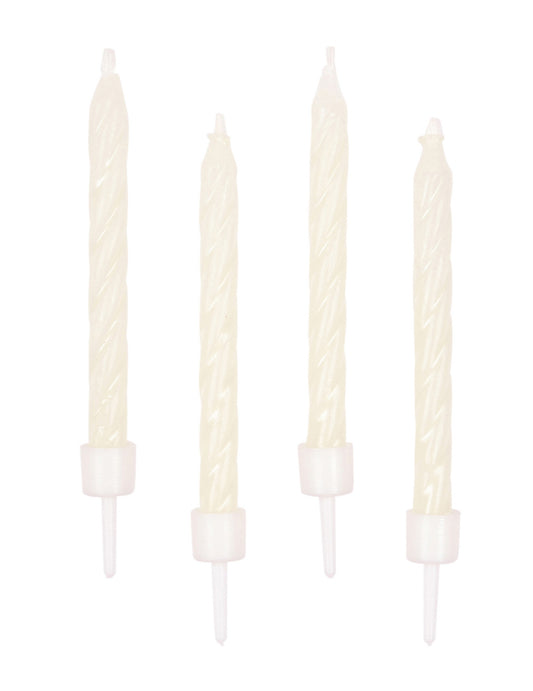 Bougies phosphorescentes pour fête blanches torsadées