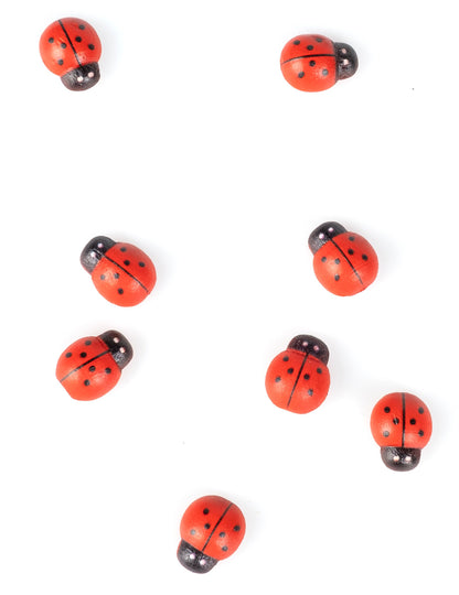 10 червено-черни дървени калинки 1,5 cm за украса 