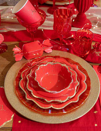 10 confettis Joyeux Noël rouge et or 6,5 x 3,5 cm