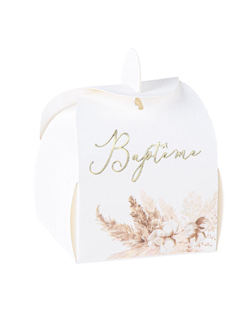 10 картонени контейнера за кръщене с пампас трева и памук, 5x7 cm
