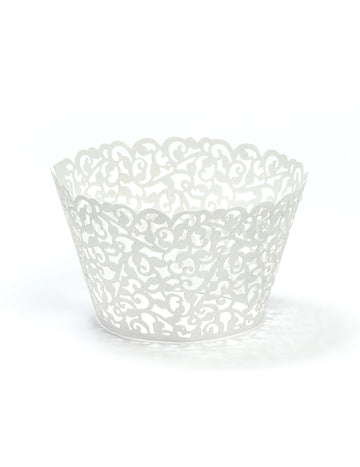10 бели дантелени бордюри за мъфини 5,5 x 8,5 cm, сватбени декорации
