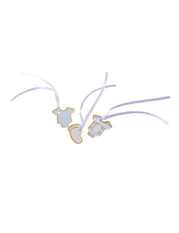 10 малки етикета за съкровища, сини и златни райета, 3 x 1.7 cm за бебешко парти