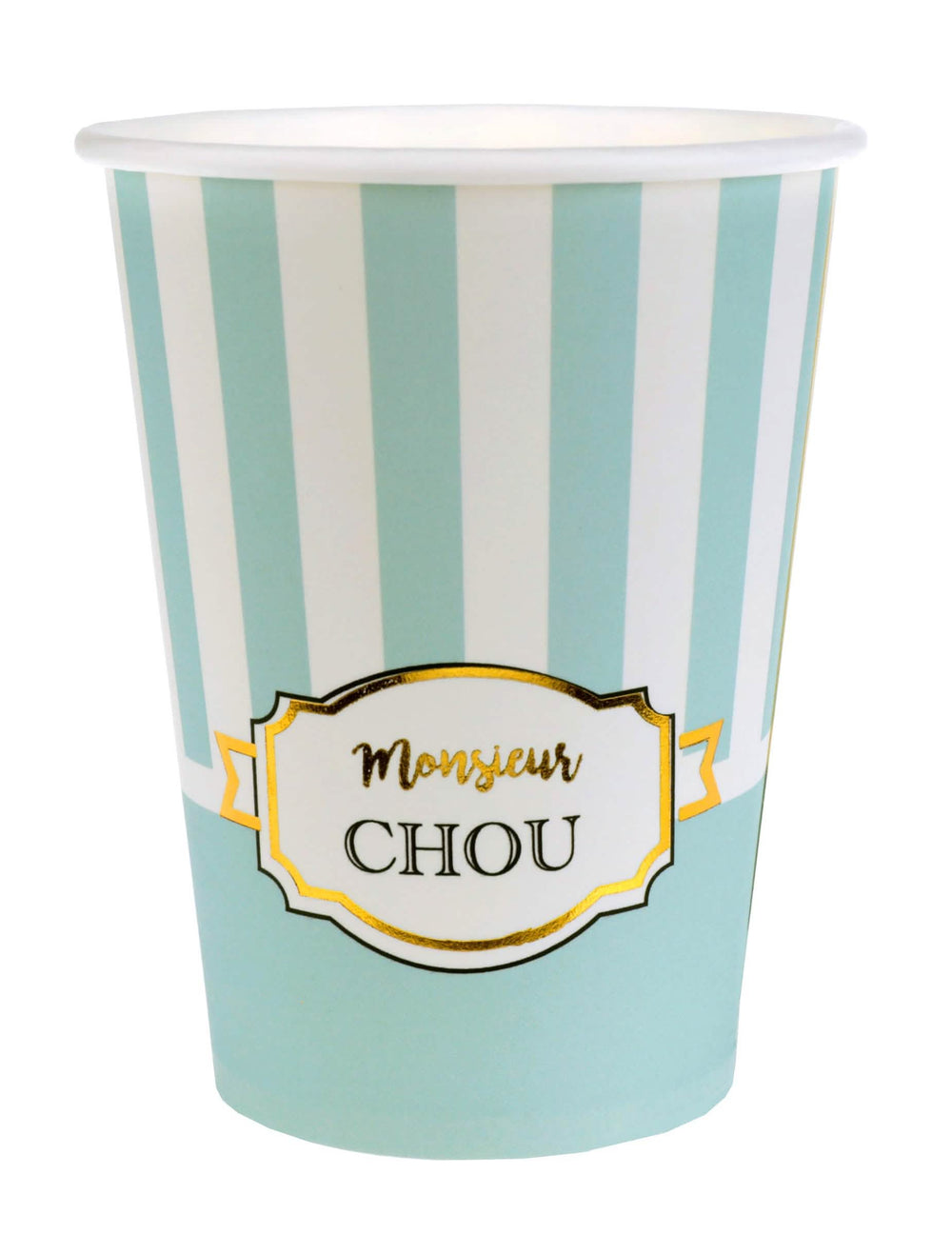 Картонени чаши Monsieur Chou за бебешко парти, мента на райета