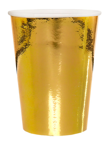 10 златни метални картонени чаши 25 cl