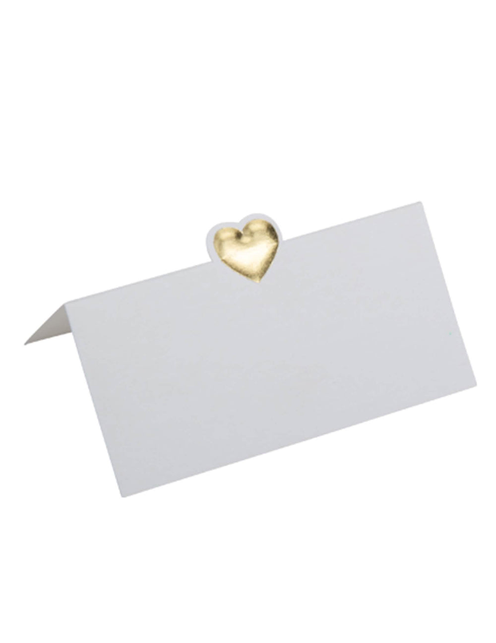 Marque-place avec petit cœur doré pour décoration de table blanc embossé