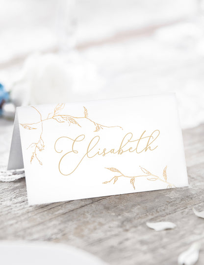 10 картонени картички с места за гости със златни клонки, 9,5 x 5,5 см cm за сватба