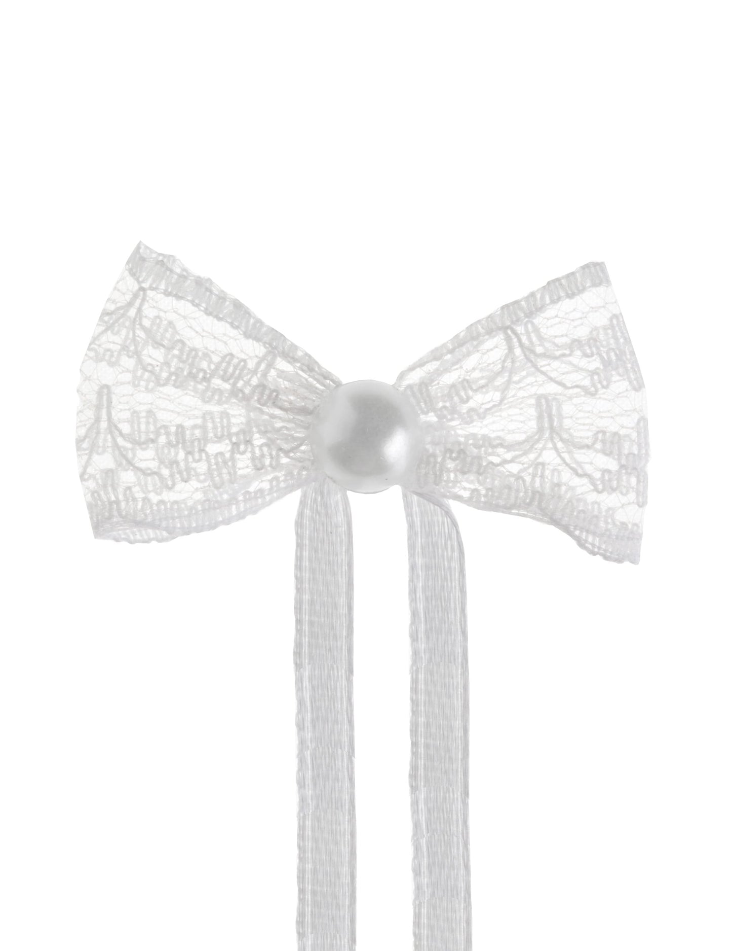 Nœuds en dentelle pour fête blancs avec perle