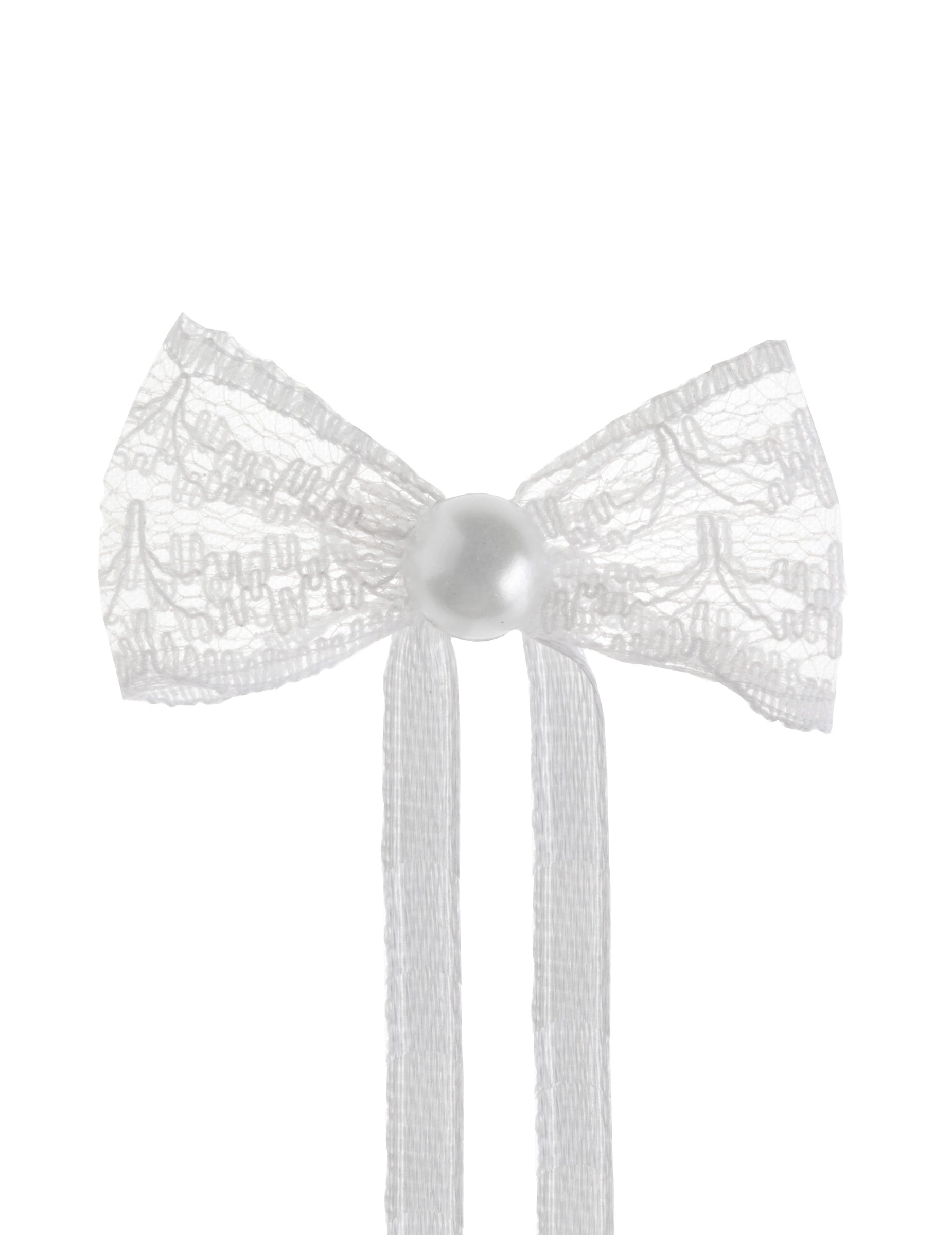 Nœuds en dentelle pour fête blancs avec perle