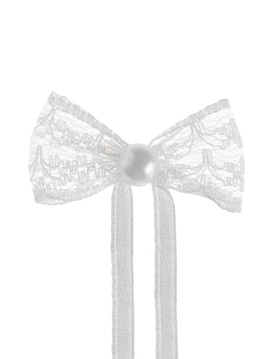 Nœuds en dentelle pour fête blancs avec perle