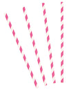10 Pailles en carton rayées fuchsia 19,5 cm