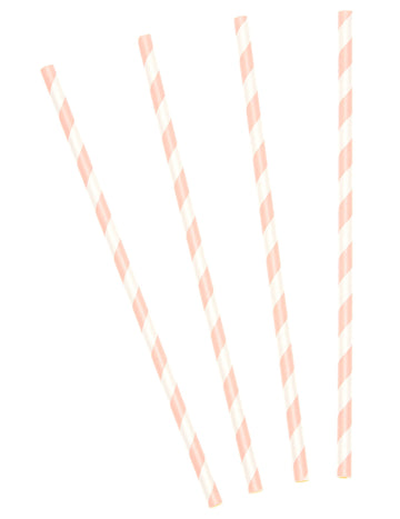 10 хартиени сламки на розови райета 19,5 cm за студени напитки 