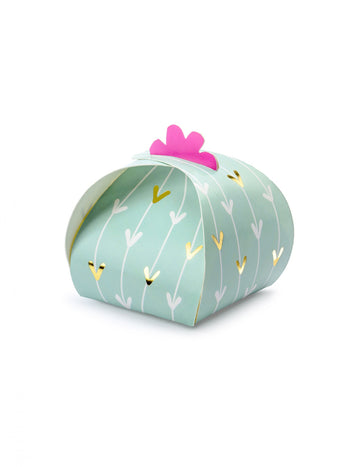 10 картонени кутии, кактусова мента, 6 x 6 cm фуксия и злато