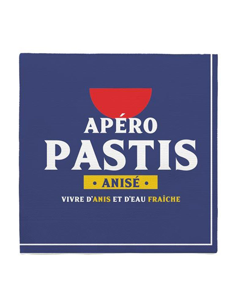 Serviettes apéro Pastis pour fête bleu marine avec message humoristique